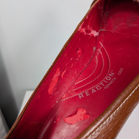 Vintage Y2K Kitten Heel Loafers 7 Brown Buckle Squre Toe Academia Twee Chunky - Picture 16 of 16